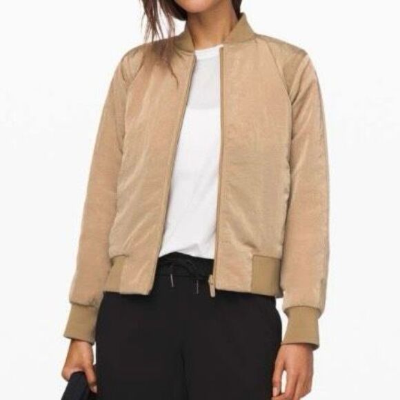 Lululemon Non-Stop Bomber Reversible Jacket Coat Brown Tan Women’s Size 8 - Picture 13 of 13